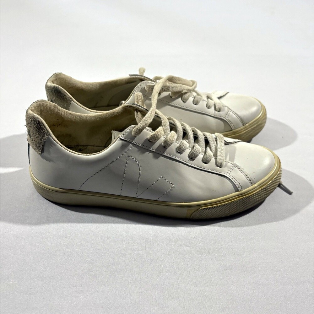 Veja Esplar Womens Shoes Sz 7 White Leather Low Top Casual Sneakers Logo Trainer